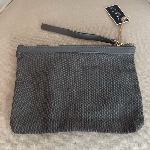 Gray Canvas and Leather Zip Pouch - Picture 4 of 5